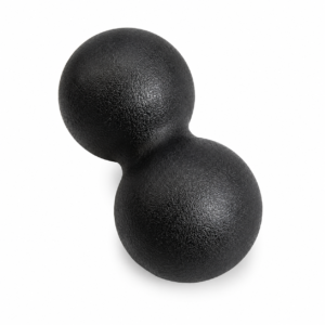 Black textured kettlebell on a white background, viewed from an angled top-left.