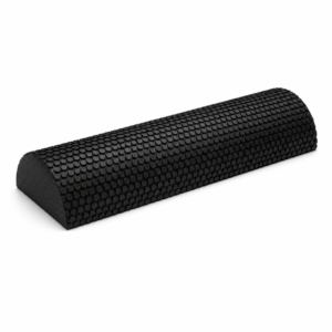 Black textured foam roller for deep-tissue muscle massage and therapy sessions